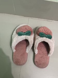Cozy Pink Bow Slippers