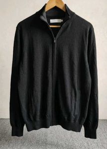 Men's Black Zip-Up Cardigan