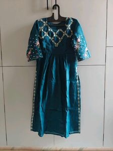 Beautiful Embroidered Teal Kurta