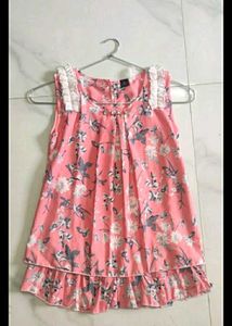 Floral Sleeveless Top with Ruffle Trim