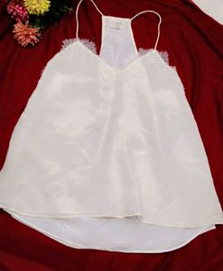 Elegant Lace Trim White Cami Top