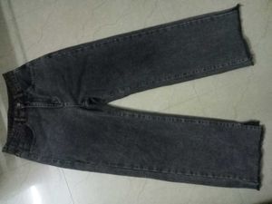 highwaisted Grey Wash Wide Leg Jeans