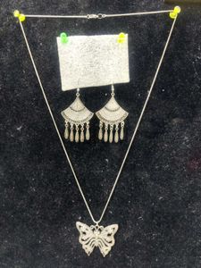 Jwelery Set With Silver 🦋Butterfly Pendant