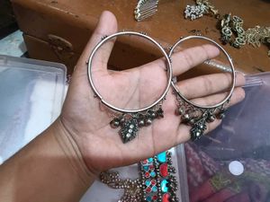 Silver Bangle Set with Charm