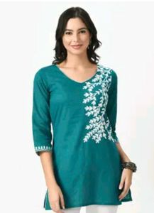 Teal Embroidered Kurta