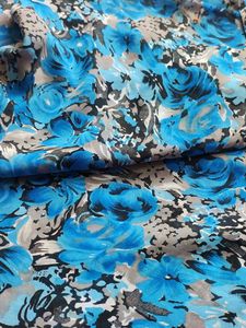 Vibrant Blue Floral Print Fabric