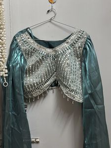 Teal Embellished Lehenga Choli Set