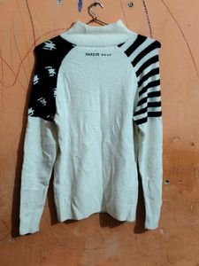 White &amp; Black Full Sleeve Sweater