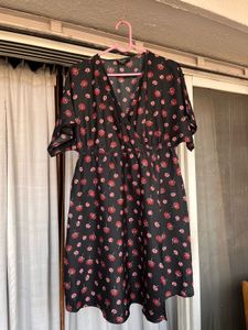 Floral Print Black Mini Dress
