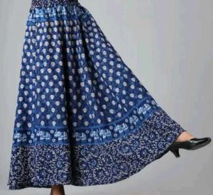 Blue Printed Long Skirt
