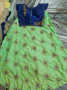 Green & Blue Embroidered Lehenga Choli