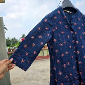 Navy Blue Printed Kurta