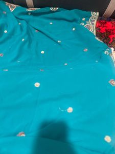 Elegant Turquoise Embellished Saree