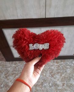 Red Heart Plush Pillow with "LOVE" Accent