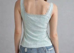 Light Blue Swiss Dot Corset Top Easily fits Xs - M
