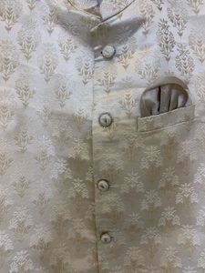 NEW Men's Cream Brocade Nehru Jacket