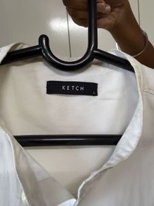 Classic White Band Collar Shirt