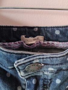 Polka Dot Blue Denim Jeans