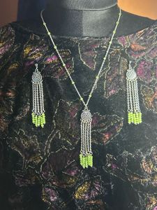 Green Beaded Necklace &amp; Earring Set