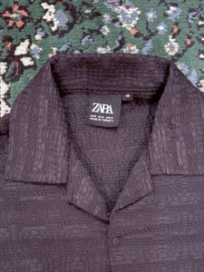 Zara Men's Textured Short Sleeve Shirt