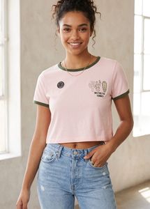 Cute Pink Crop Top with Cactus Print