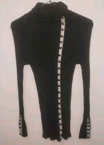 Ribbed Knit Turtleneck Sweater