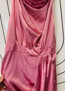 Elegant Rose Gold Ruched Dress