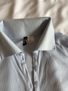 H&amp;M baby Blue Ribbed Polo Top