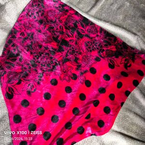I.Vibrant Pink &amp; Black Polka Dot Scarf top