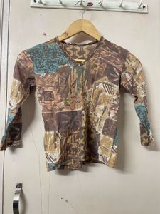 Vintage Abstract Print Long Sleeve Top