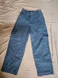 Blue Denim Cargo Pants