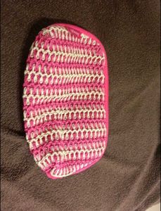 Crocheted Pink & White Pouch