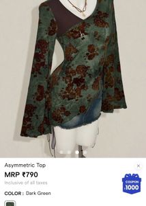 Floral Asymmetric Long Sleeve Top