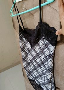 Beautiful Night Dress In Black And White Colour