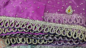 heavy purple sari with blouse and petticot
