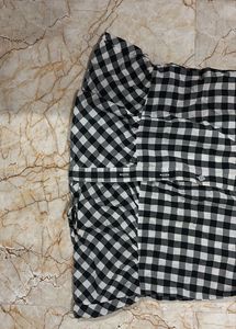 Black and White Gingham Ruffle Top
