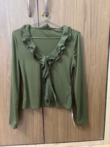Green Ruffle Top