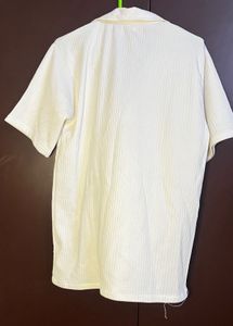 Cream Textured Quarter Zip Top