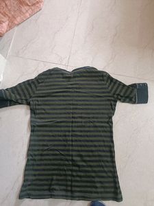 Green black stripped top