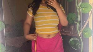 Yellow &amp; White Striped Cropped Top