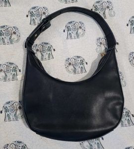 MANGO Classic Black Hobo Shoulder Bag