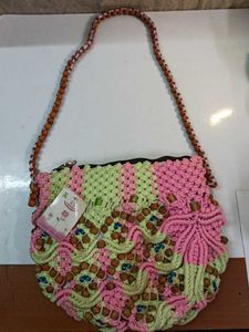 Boho Macrame Shoulder Bag with Beads