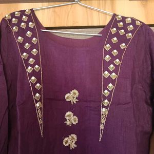 Elegant Purple Kurta Set with Embellishments