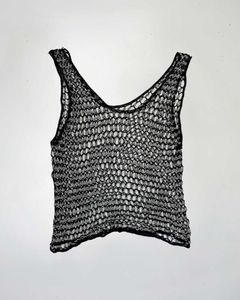 Sheer Black Mesh &amp; Silver Beaded Tank Top
