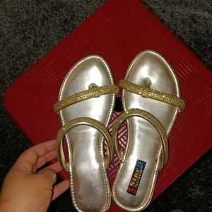 Sparkling Gold Flat Sandals