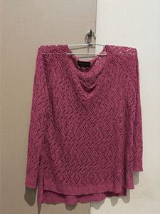 Pink Knitted V-Neck Sweater