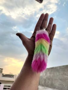 👄 Fluffy Rainbow Faux Fur Keychain