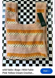 wild fable Striped Crochet Tote Handbag