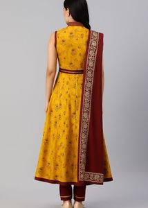 Yellow &amp; Maroon Salwar Kameez