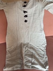 Light Grey Kurta with Tassels